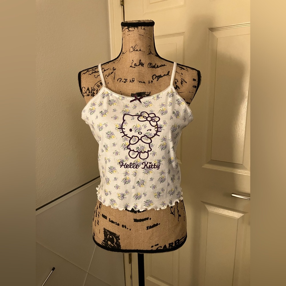 NGO new girl order Hello Kitty Purple floral print Camisole cami crop 8 10 12